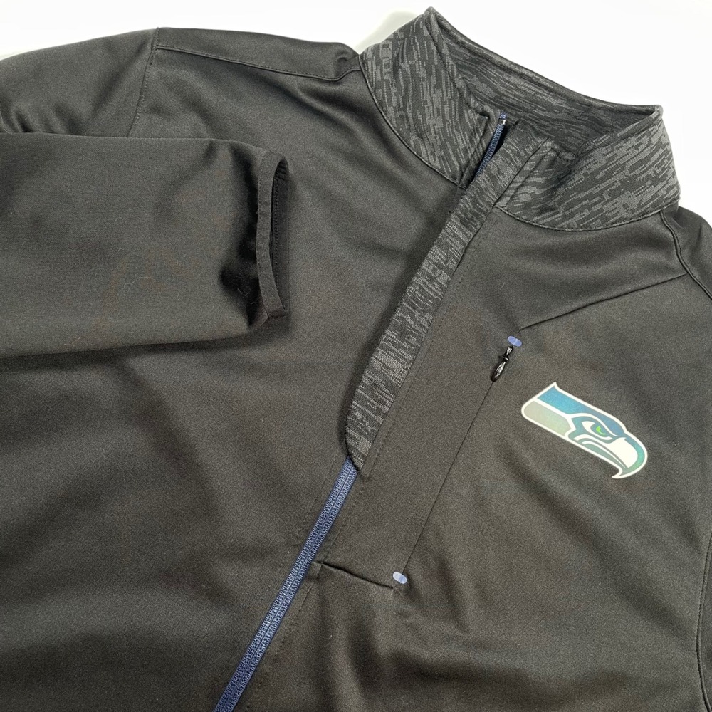 Majestic Therma Base Seattle Seahawks Jacket Mens Large‎ L Black Full Zip